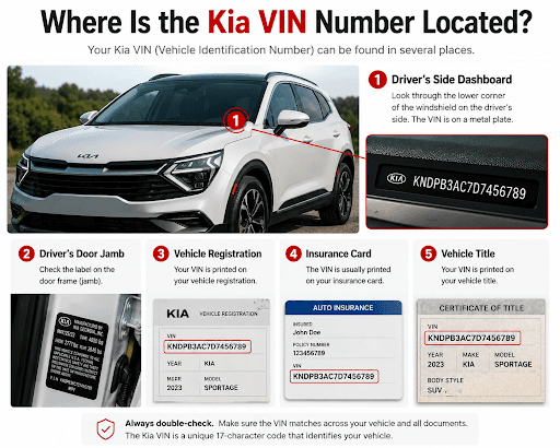 Where Is the Kia VIN Number Located
